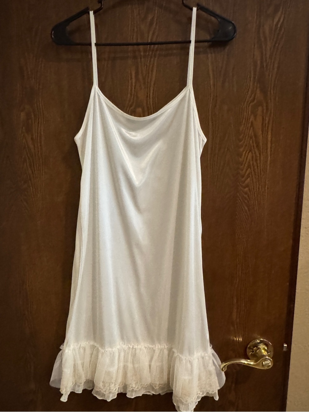 By Together Cream/White Satin Lace-Trim Slip